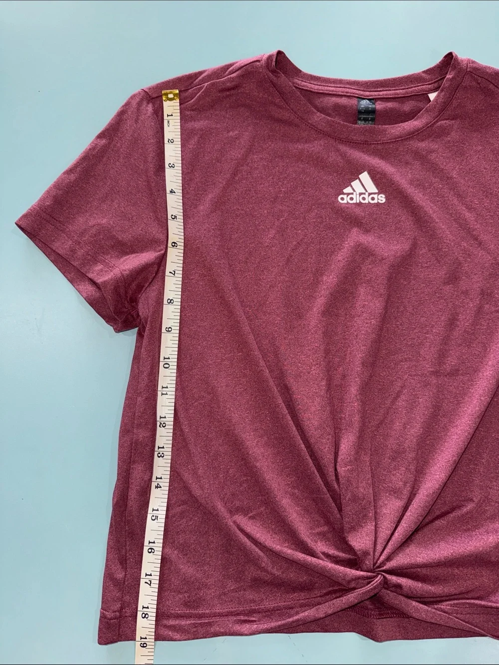Adidas Short Sleeve Twist-Front Tee — Wine Red Medium - Picture 3 of 6